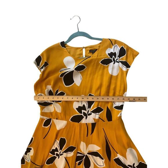 Who What Wear Dress Cap Sleeve Asymmetric Hem Midi Yellow Womens Large NWT - Picture 8 of 9